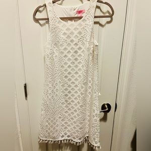 LILLY PULITZER MARQUETTE SHIFT bridal dress lace and tassel details -comfortable